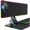 GIM Tappetino per mouse da gioco RGB di ricarica wireless da 15 W con | 10 modalità di luce RGB personalizzate, base in gomma antiscivolo, superficie impermeabile, tracciamento di precisione