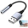 Ihteyuo Adattatore USB a jack da 3,5 mm, scheda audio esterna per adattatore audio micro TRRS, altoparlante plug and play, compatibile con PC, tablet, laptop, giochi, videochiamate