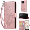 SIENIANLINE Cover per Honor 400 Smart 4G/5G custodia portafoglio Oro Rosa | 3 scomparti carte, 1 tasca banconote, Chiusura magnetica, Supporto, Pelle PU flip cover per Honor 400 Smart