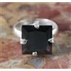 Anello Solitario Unisex in Argento 925 con Diamante Nero Square 10,10 Ct