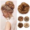 TESS Elastico con Capelli Finti Per Coda Chignon Capelli Veri Capelli Finti Hair Bun Posticci Hair Estensione Updo Ponytail Parrucchino Elastici Per Capelli Donna Coda Chignon,Biondo Scuro