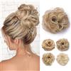 TESS Chignon Capelli Bun Hair Extension Capelli Veri Chignon Updo Bun Scrunchie Parrucchino Capelli Ricci Mossi Posticci Extension Per Chignon Messy Hair Bun Scrunchie,Biondo Dorato+Biondo Sbiancato