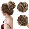 TESS Chignon Finto 55g, Riccio per Capelli, Castano Chiaro + Biondo Medio, Grande Elastico Estensioni Sintetiche per Donne e Ragazze