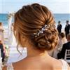 Cybche Fermagli per capelli con perle e cristalli blu per spose accessorio da sposa fatto a mano con zaffiri e zirconi eleganti fermagli laterali con strass accessori per balli scolastici e serate di