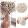 TESS Chignon Capelli Veri Elastico Capelli Finti Chignon Extension Facile Per Capelli Veri Ricci Posticci Per Capelli Mossi Scrunchie Parrucchino Donna Elastico Finti, Bionda bianca
