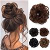 TESS Chignon Capelli Veri Elastico Capelli Finti Posticci Per Capelli Extension Chignon Hair Bun Posticci Ricci Biondi Updo Coda di Cavallo Extension Coda Capelli,Marrone Rossiccio + Castagno