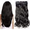 TESS Extension Capelli Clip Ondulato 60 cm, Extension Clip Nero Extension con Clip 1 PC 5 Clips 120g Extension Capelli