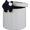 Relaxdays Pouf Poggiapiedi con Contenitore, Rotondo, Pieghevole, Imbottito, con Coperchio, Lino, Crema, 45 cm