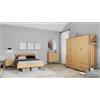 Inter Link - Letto in legno - Matrimoniale e per ospiti - Struttura in legno massello - Oak Colori laccato - 140 x 200 cm - senza rete a doghe - Luna