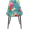 KARE Design sedia East Side Flower Fever Blu, multicolore, seduta 47 cm | motivo floreale su sfondo azzurro, velluto, per sala da pranzo, riunione