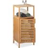 Relaxdays Mobile per Il Bagno, in bambù, 2 Ripiani Aperti, Salvaspazio, 2 Scomparti Chiusi, HxLxP: 87x36,5x33 cm, Natura
