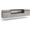 Skraut Home | Mobile TV Soggiorno | Ampio spazio a disposizione | 200x45x35cm | Per TV fino a 80 | Sospeso, da appendere | Stile moderno | Cemento