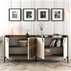 Dmora Credenza Hunahpu 180x35x78h cm Bianco Crema 2 Ripiani 4 Vani, Madia 4 Ante