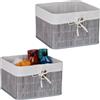 Relaxdays Cestini Portaoggetti Decorativi, Set 2 Ceste per Bagno e Camera, Contenitori per Armadio, 20x31x31 cm, Grigio