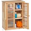 Relaxdays Pensile da Bagno, in Legno di Noce, HxLxP: 46,5 x 35 x 21 cm, Armadietto a Parete, con 3 Scomparti, Naturale