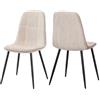 VASAGLE Sedie da Pranzo, Set di 2, Struttura in Metallo, Piedini Regolabili, Facile da pulire, Sedie Imbottite da Cucina, Tessuto Ciniglia, PU con Motivi di Ghiacciai, Bianco Crema KDC187WD01V1