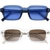 OPULIZE EDG Occhiali da sole uomo e donna, Lenti Antibagliore, Protezione UV, Rettangolare, Cerniere a Molla, Confezione da 2 Blu/Chiaro