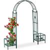 Relaxdays Arco per Rose con Fioriere, in Metallo, Resistente alle Intemperie, da Giardino, HLP 226 x 204 x 43 cm, Verde