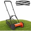 Garvee Tagliaerba Cilindrico Spinta 36 Cm 5 Lame Manuale In Acciaio | Altezza Di Taglio Regolabile 1,5-4,6 Cm, Impugnatura Morbida, Cesto Raccolta Erba 25 L