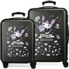 Kuromi Joumma Sanrio Kuromi Fortune Telling Set di Valigie Rosa 55/65 cm Rigido 6 kg Lucchetto a Combinazione Laterale ABS 6 kg 91L Bagaglio a Mano
