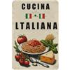 Anceky Cartello in latta con scritta Cucina italiana, pasta e spaghetti - Decorazione da parete in metallo con arte culinaria vintage per cucina e sala da pranzo, 8x12