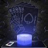 Lampephoto.fr - Lampada Carta da Poker Casino Luce Notturna 3D | Prodotto in Francia, scelta di base, luminosità regolabile, batteria/USB, regalo per uomo e donna