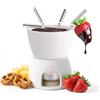 joeji's Kitchen Fonduta Cioccolato Ceramica Set - Fonduta Formaggio con Candela e Forchette - Set Regalo per Fonduta Riscaldato