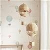 SANON Mongolfiera decorativa in rattan, da appendere, in rattan e ferro, 25 x 40 cm, stile boho, decorazione da parete per cameretta dei bambini, soggiorno, camera da letto, colore naturale