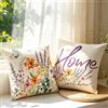 BRUKUSUR Fodere Cuscini 45x45 2 Pezzi, Cuscini Decorativi Effetto Lino con Scritta HOME, Federe Cuscini per Divano Soggiorno Camera da Letto, Sedia, Poltrona, Decorazione Casa