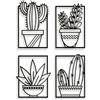 Tres Aristas Set di 4 quadri minimalisti di cactus, arte lineare moderna, decorazione da parete per soggiorno, camera da letto o ufficio, quadri originali (nero)
