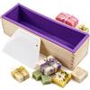 NICOLINI Stampo per Saponette con Scatola Legno e Raschietti per Torte, 1200 ml | Stampo in Legno per Sapone, Stampi per Sapone Rettangolare in Silicone, per Fai da Te, Torte, Cioccolato, Gelatina, Pane