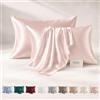 FIBRE EST. 1976 - Federe Cuscino Letto in Raso Satin Effetto Seta 50x80cm, Federa Copri Cuscino Setosa al Tatto con Effetto Antirughe e Pieghe Viso, Chiusura Senza Fastidiosi Bottoni (Cipria)