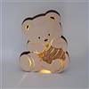 BOTTERLUIGI L S Botter Luigi | Lampada da Tavolo Orso con Vaso di Miele In Legno Naturale Multicolore - Luce LED Bianca Statica o Intermittente - Interruttore a Levetta - Batterie Incluse - Cameretta Bambini