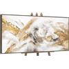 YS-Art Quadro Astratto Oro Beige Bianco con Texture Fluide Moderne Dipinto