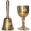 vuagmiv Mini campana dell'altare in ottone e calice dell'altare, dea della tripla luna e pentagramma Forniture e strumenti Wiccan, kit rituale dell'altare