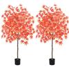 Fairblo 2 Pezzi 160cm Albero di Acero Artificiale Rosso Decorazioni Autunnali | Piante Artificiali Grandi Interno Piante Finte con Foglie Autunnali per Autunno Decorazioni Esterno Salotto Balcone Giardino