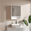 HAJDUK FURNITURE 50x70 cm Bianco Armadietto Bagno con Specchio Pensile Bagno con Ripiani in Vetro, Mobiletto Bagno Sospeso, Ante a Specchio Senza Maniglie, Design Moderno