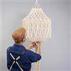 WABMJGW ZNKZJ Paralume in Tessuto macramè Bohémien, Paralume in Cordoncino di Cotone Fatto a Mano, Paralume in Nappa, Bellissimo lampadario a Lanterna a Forma di Lampada Decorativa per la casa,Beige-40cm