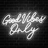 RuCvixkt Good Vibes Only - Insegna al neon bianca con scritta Good Vibes Only, per decorazione da parete, per camera da letto, feste, compleanni, matrimoni, saloni, centri commerciali, decorazione da parete