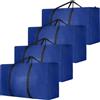 Dntorx 4 borse portaoggetti extra grandi da 120 l, in tessuto Oxford, blu | Scatole resistenti per trasloco, cerniere rinforzate, manici stabili, pieghevoli, adatte per vestiti, piumini, libri
