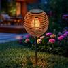 Spetebo Spina solare per aiuole in effetto rattan con lampadina a LED - 52 x 15 cm - spina decorativa da giardino luce bianca calda - lampada solare da giardino giardino giardino decorazione illuminazione