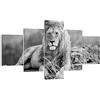 ARTTOR Quadro su Tela 90x30 cm Stampe da Parete Africa Bianco e Nero - 3931 | Leone Animale Natura Quadro Decorativo Set da 5 pezzi Soggiorno Camera da Letto Arte da Parete Decorazione da Parete ARTTOR