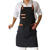 SPDYCESS Grembiuli Cinghie Incrociate Regolabile Nero con 2 Tasche Impermeabile Tela Lavata Grembiule da Lavoro Multifunzionale Uomo e Donna per Cucina Chef Barbecue Ristorante