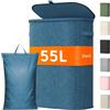Lifewit Cesto Portabiancheria, Cesta Panni Sporchi con coperchio, Laundry Basket con Plastica Manici, Porta Biancheria Sporca per Bagno, Lavanderia, Camera da Letto, 55 L, Blu