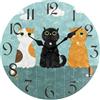 Fenteer Orologio da Parete con Gatto Divertente Orologio da Appendere Rustico, Orologio Decorativo da Parete, Orologio da Parete Rotondo Silenzioso per, Stile c