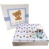 irpot Scatola Box bomboniere cubetto Orsetto celeste Personalizzabile vassoio torta porta confetti per nascita battesimo bimbo con confetti e bigliettini kit allestimento sweet table confettata