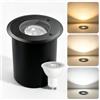YOVGQOLV Faretto Da Incasso 3 CCT GU10 IP67 230V,Nero | Angolo Regolabile，Acciaio Inossidabile Con Lampadine GU10 7W 3CCT(3000K/4000K/6500K),IP67 Impermeabile Per il Giardino