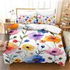 VFKLZCNYR Stampa 3D Watercolor Flowers Biancheria Da Letto 3 Pezzi Set Copripiumino Con Chiusura A Cerniera Per Ragazzi E Ragazze,coppie,camera Da Letto,decorazione Single（140x200cm）