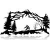 VALINSKY Decorazione murale in metallo con sciatore, decorazione murale a tema montagna e alberi, decorazione murale con montagna e alberi, regalo per gli amanti dello sci per ufficio e casa