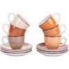 Villa d'Este Home Tivoli Set 6 tazzine caffè 90 ml con piattino in gres dipinto a mano, Baita Chocolate